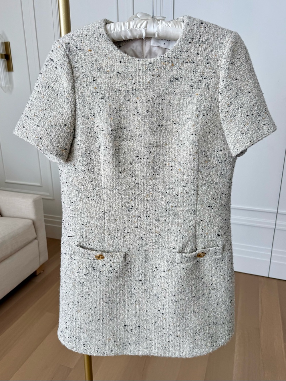 ba&sh Ivory Speckled Tweed Mini Dress Size 2 / M
